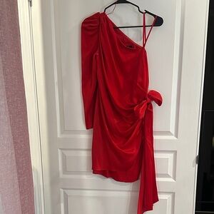Aidan by Aidan Mattox Vibrant Red One-Shoulder Dress